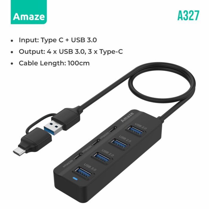 Type C + USB 3.0 7 Port Hub A327